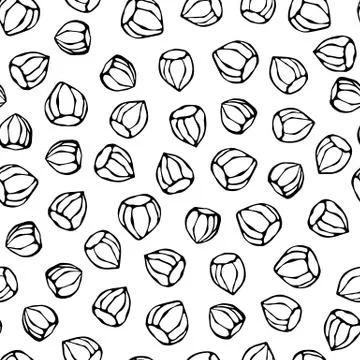 Hazelnut Seamless Endless Pattern. Whole Unpeeled Hazelnut. Autumn or Fall Ha イラスト素材