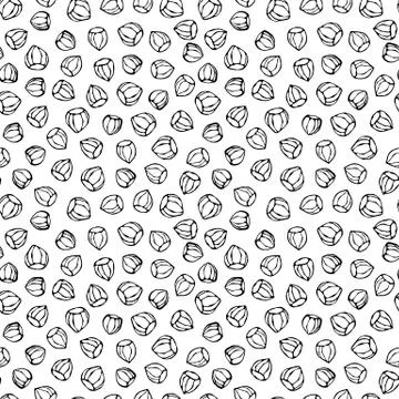 Hazelnut Seamless Endless Pattern. Whole Unpeeled Hazelnut. Autumn or Fall Ha Stock Illustration