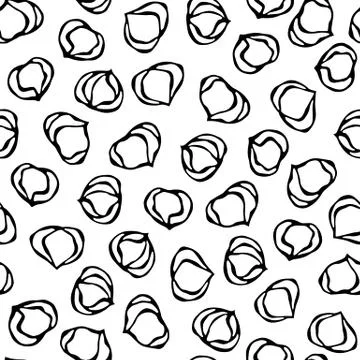 Hazelnut Seamless Endless Pattern. Whole Peeled Hazelnut. Autumn or Fall Harv Illustrazione stock