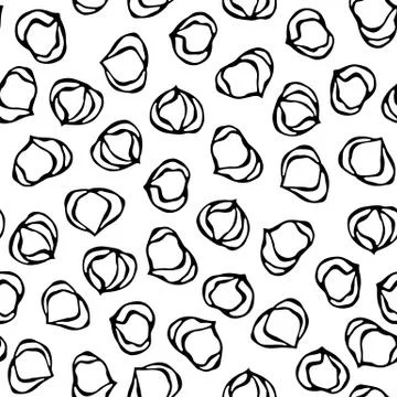 Hazelnut Seamless Endless Pattern. Whole Peeled Hazelnut. Autumn or Fall Harv Illustrazione stock