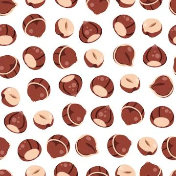 Hazelnut Seamless Pattern Flat Vector. Forest Nut Texture for Food Packaging Illustrazione stock