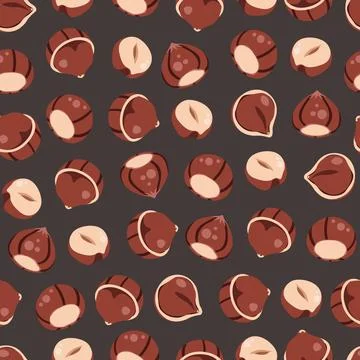 Hazelnut Seamless Pattern Flat Vector. Forest Nut Texture for Food Packaging Illustrazione stock