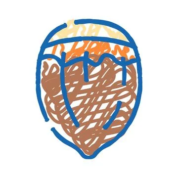 Hazelnut in shell simple doodle style illustration Stock Illustration