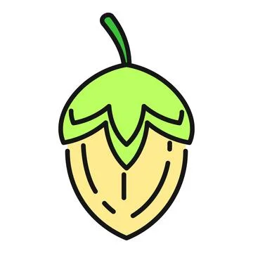 Hazelnut simple line icon illustration vector Stock Illustration