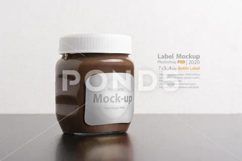 Hazelnut spread chocolate jar with round cap on black table mock-up series PSD Template