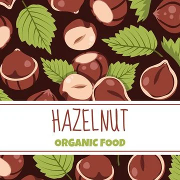 Hazelnut Square Frame Flat Style Illustration, Perfect for Food Packaging D.. Stock Illustration