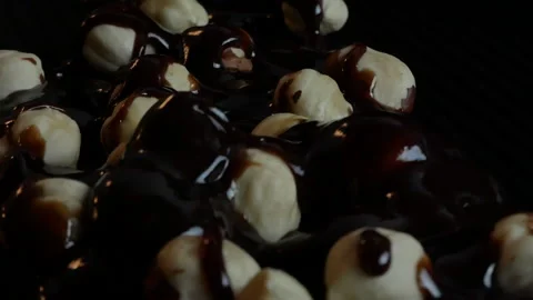 Hazelnut under the chocolate Stockbeeldmateriaal 166535875