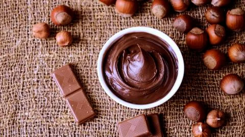 Hazelnuts and nuts lying the table. Healthy snack food. Dessert Stock Photos