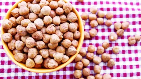 Hazelnuts in the bowl Stock Footage 141186685