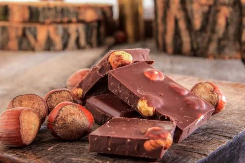Hazelnuts chocolate Stock Photos