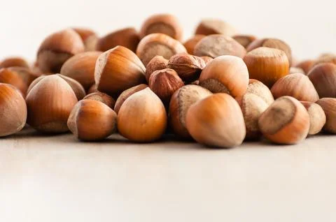 Hazelnuts close up Stock Photos
