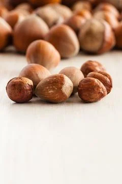 Hazelnuts close up Stock Photos