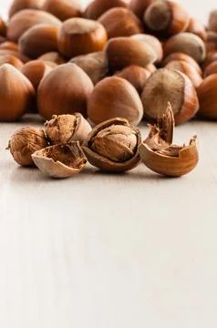 Hazelnuts close up Stock Photos
