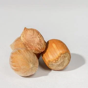 Hazelnuts close-up on a white background Stock Photos