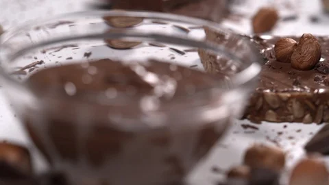 Hazelnuts Cocoa Spread on a Slice of Bread Stock Footage 110844088