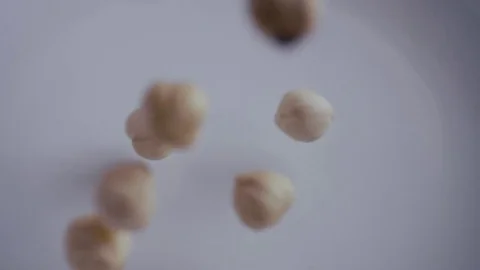 Hazelnuts Drop Slow Motion Close Up Stock Footage 81504084
