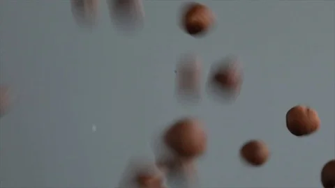 Hazelnuts Falling and Jumping Stock Footage 99162888