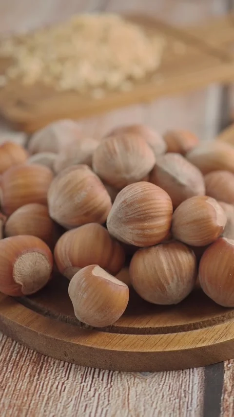 Hazelnuts gathered for use in recipes Stock Footage 341373210