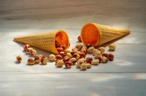 Hazelnuts hazelnuts on a neutral background Stock Photos