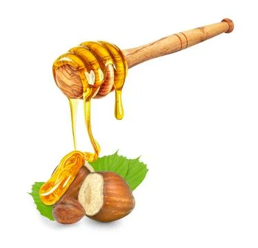 Hazelnuts with honey Stock Photos