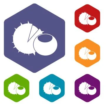Hazelnuts icons set Stock Illustration