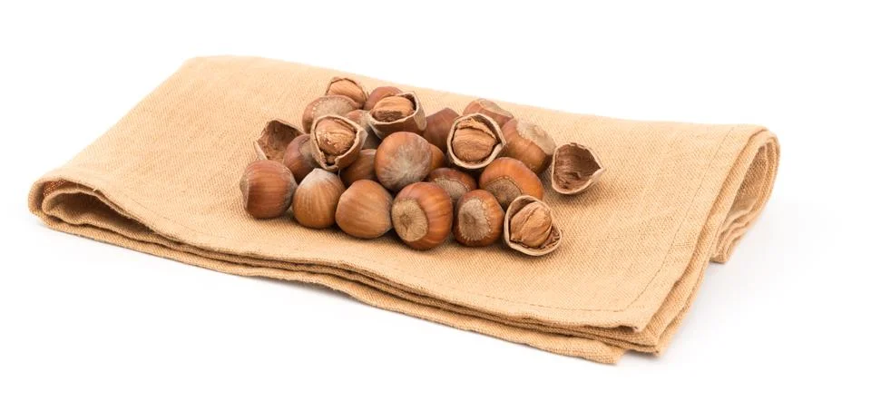 Hazelnuts isolated on white background. Stock Photos