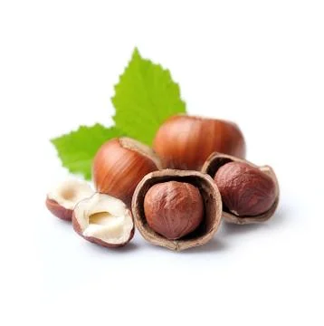 Hazelnuts with leaves. Stock Photos