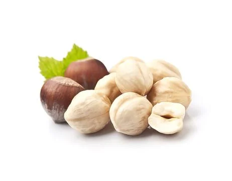 Hazelnuts with leaves Foto stock