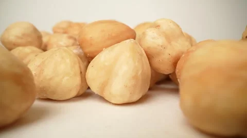 Hazelnuts in a macro dolly shot Stock Footage 249964721