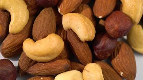 Hazelnuts, Migdal, cashew nuts close up Stock Footage 151336194