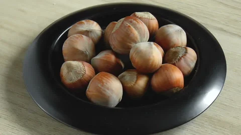 Hazelnuts nuts in bowl Stock Footage 91963001