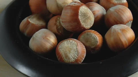 Hazelnuts nuts in bowl Stock Footage 91963025