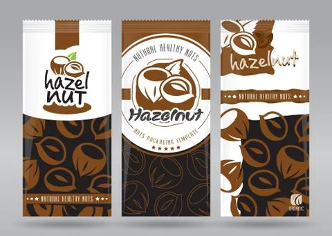Hazelnuts packaging set Stock Illustration