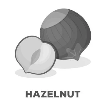 Hazelnuts in shell.Different kinds of nuts single icon in monochrome style Illustrazione stock