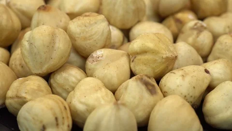Hazelnuts Turning on Black Backround, 4K Video Stock Footage 86502906