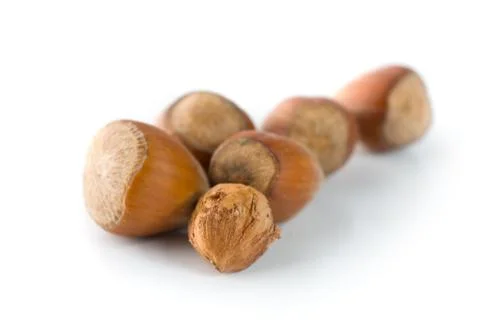 Hazelnuts on a white background Stock Photos