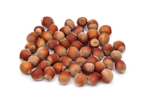 Hazelnuts on a white background Stock Photos