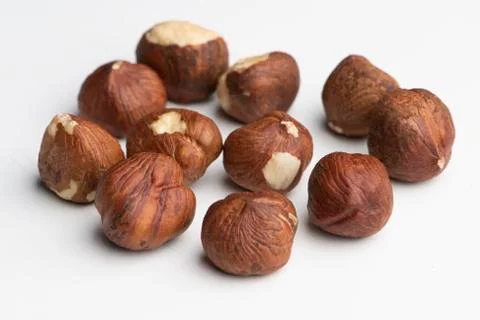Hazelnuts on a white background Foto stock