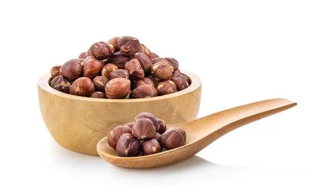 Hazelnuts on white background Stock Photos