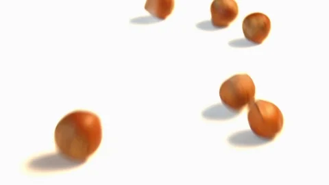 Hazelnuts on a white background. Slow motion. Close-up. Video stock 69878754