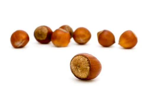 Hazelnuts on white Stock Photos