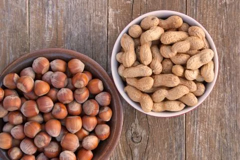 Hazelnuts&amp;peanuts Stock Photos