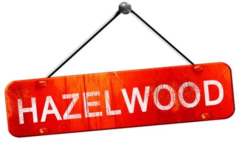 Hazelwood, 3D rendering, a red hanging sign Stock Illustration