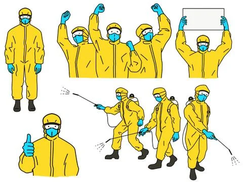 Hazmat suits character set Stock Illustration