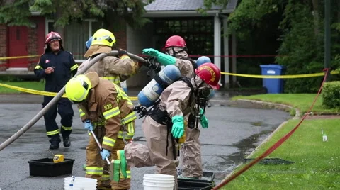 Hazmat team decontamination washing process Video stock 52614968