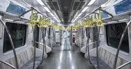 Hazmat Team In Protective Suits Decontaminating Metro Car During Virus Outbreak Stock Footage