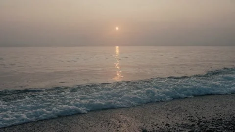 Hazy Beach Sunset Stock-Footage 169864578