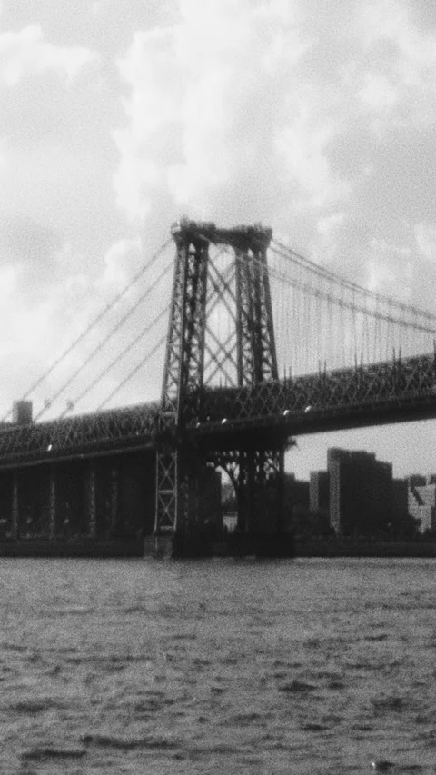 Hazy Bridge Black and White Memory Stock Footage 341685558