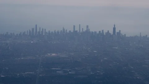 Hazy Chicago Skyline Stock Footage 123443702
