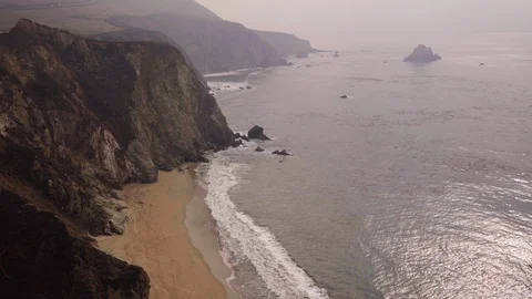Hazy Cliffs along Pacific Coast Highway Stock Footage 101446266